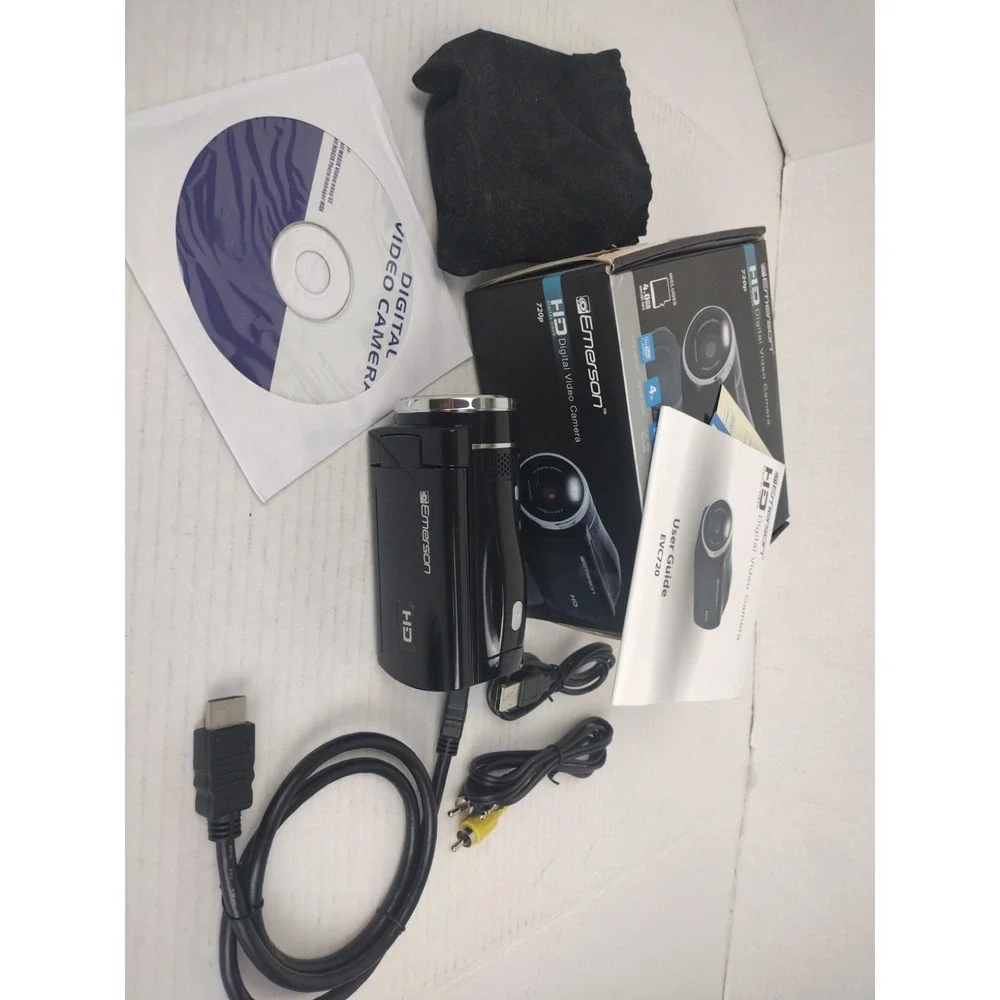 Emerson EVC720 HD 720p Digital Camcorder Tested Working W/Box and Manual